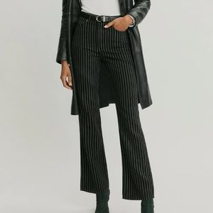 NWT Reformation Georgia Pinstripe High Rise Flare Jeans